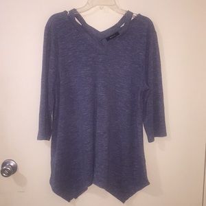 Blue sweater with v-neck detail